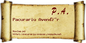 Pacurariu Avenár névjegykártya